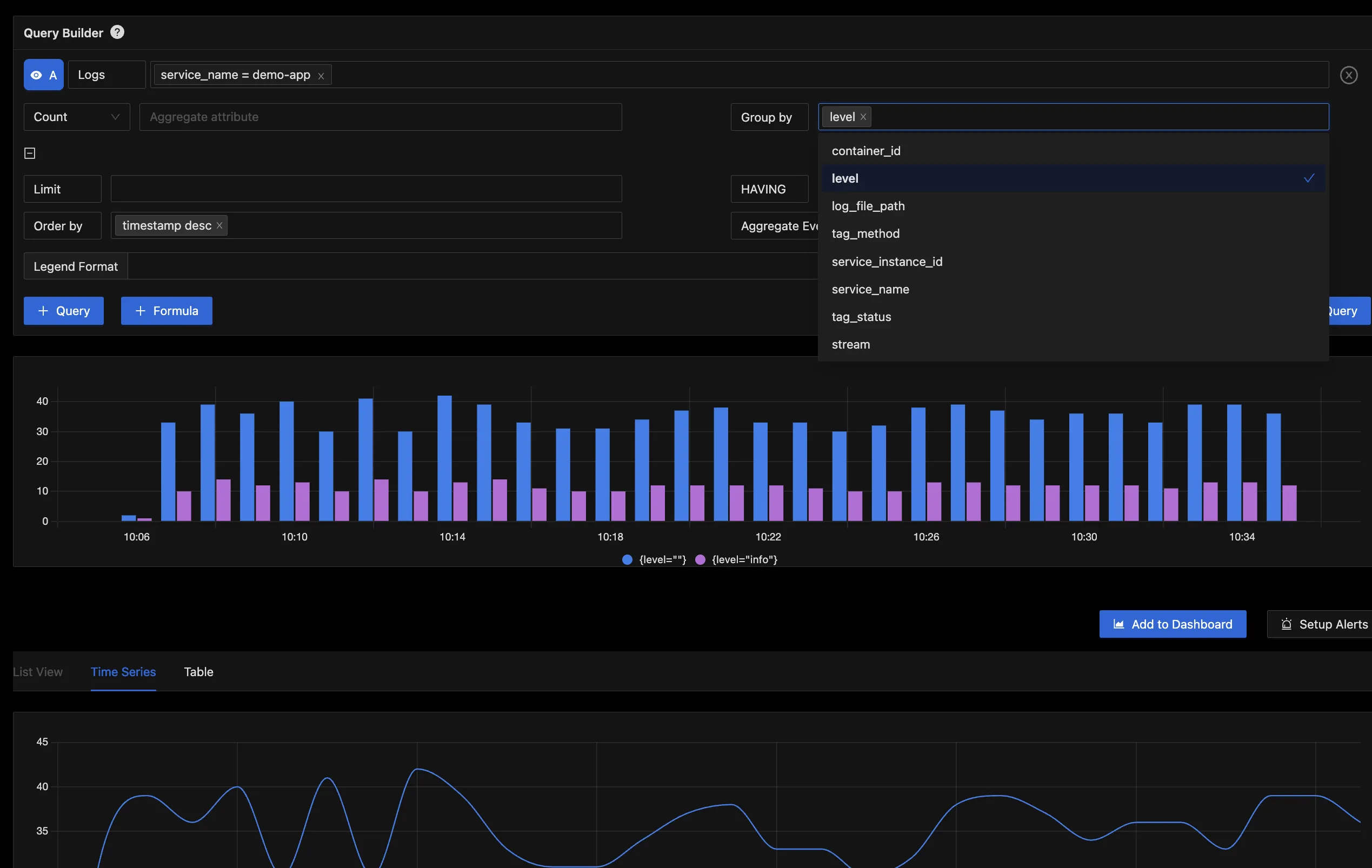 Logs Query Builder Interface