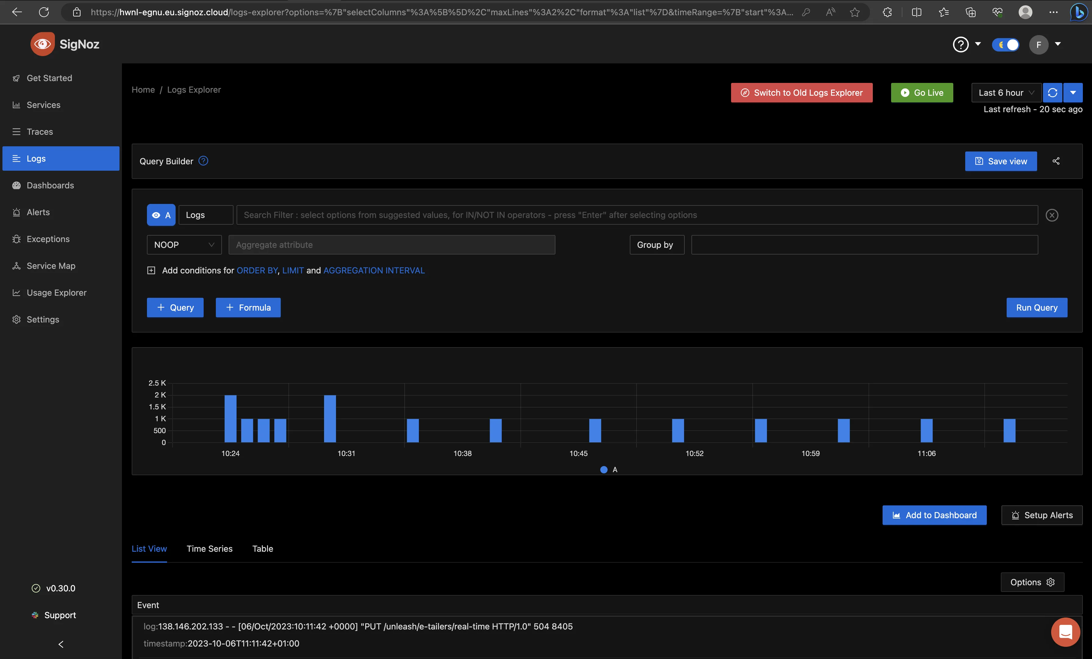 View logs in SigNoz